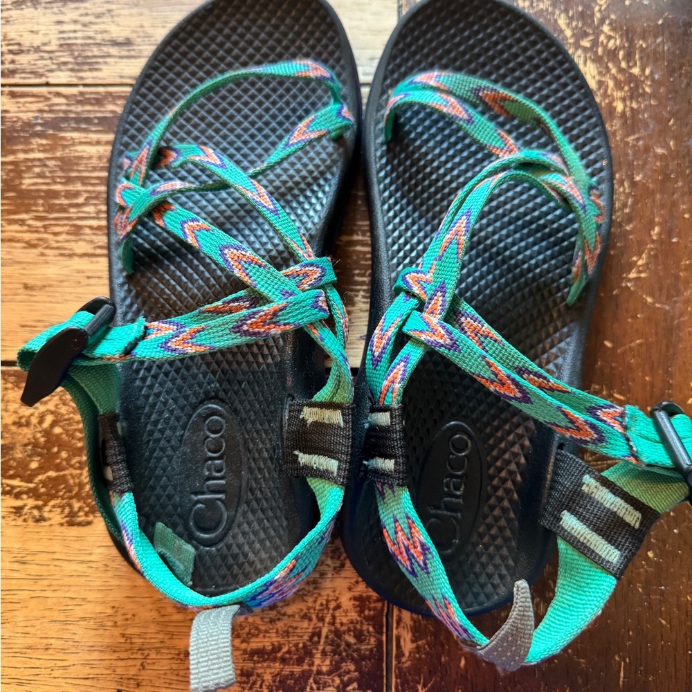 Chaco Teal Double-Strap Outdoor Water-friendly Sandals for Kids
